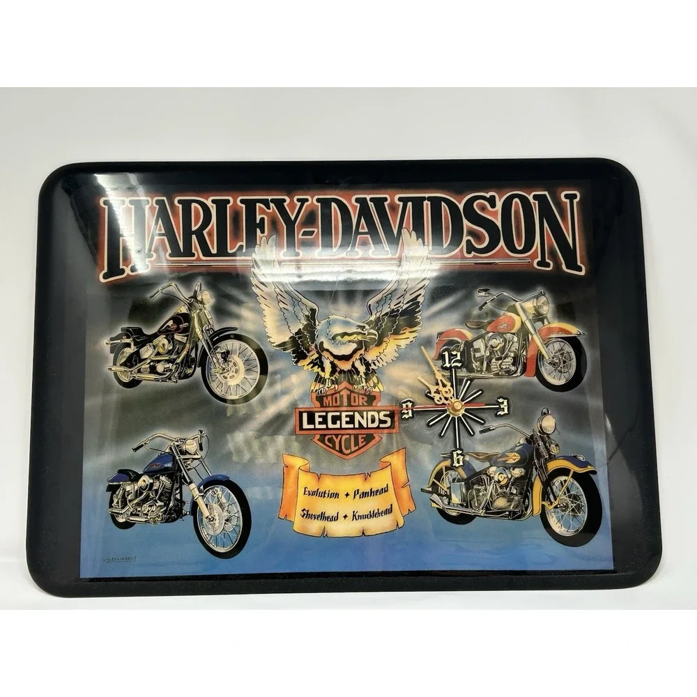 Vintage Harley‎ Davidson Motorcycle Clock Frame Plaque By S.D Liebelt Working